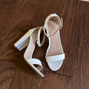 Women’s White Strap Block Heels